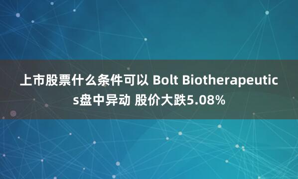 上市股票什么条件可以 Bolt Biotherapeutics盘中异动 股价大跌5.08%