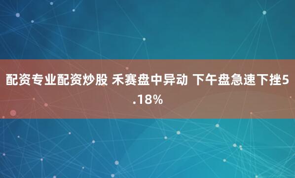 配资专业配资炒股 禾赛盘中异动 下午盘急速下挫5.18%