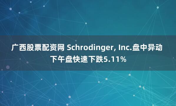 广西股票配资网 Schrodinger, Inc.盘中异动 下午盘快速下跌5.11%