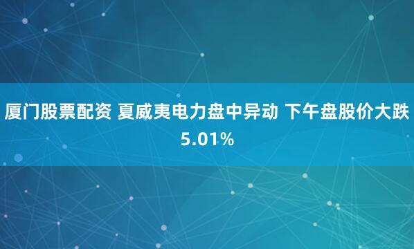 厦门股票配资 夏威夷电力盘中异动 下午盘股价大跌5.01%